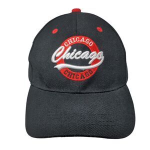 Chicago Strapback Hat Black One Size Adjustable Embroidered 6 Panel